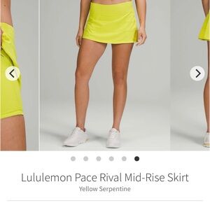 Lululemon Pace Rival Mid-Rise Skirt Yellow Serpentine Size 8
